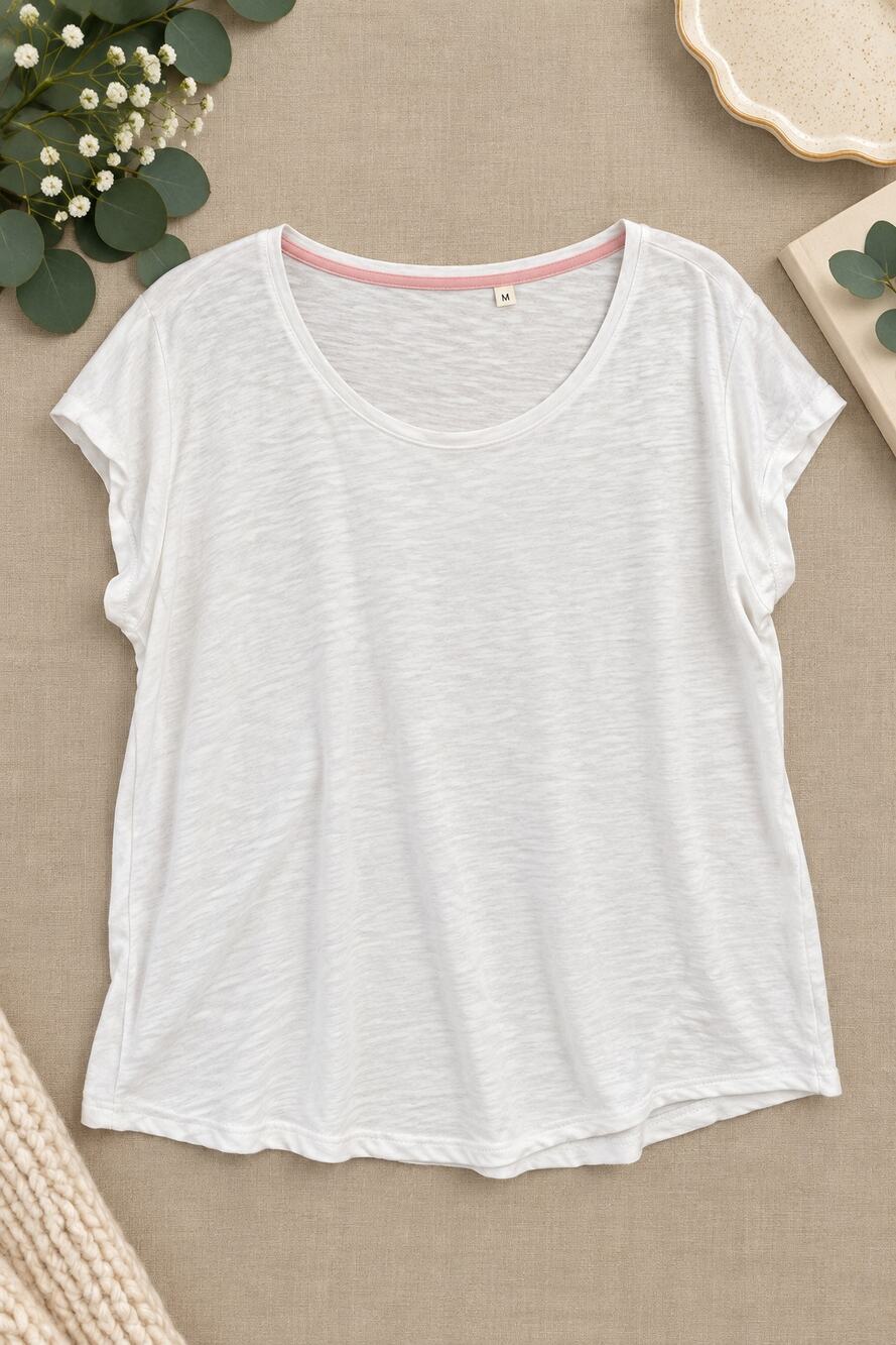 Boden White Linen Scoop Neck Relaxed Short Sleeve Coastal Quiet Luxury Size XL